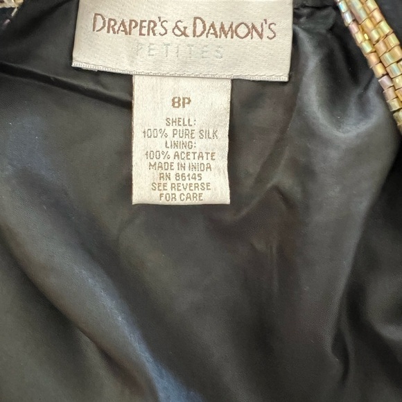 Draper’s and Damon’s Vintage Black Jacket Top  Pink Gold Beading Size 8P Wedding - Picture 5 of 6